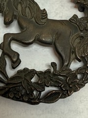 Vintage Unicorn Potpourri Lid Pewter Metal Lid 3″