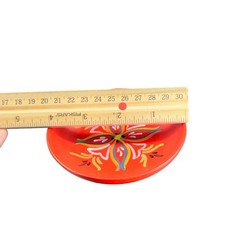 VTG Norway Folk Art Wooden Dish Plate Hand Painted Sogndal Red Floral Round Dish