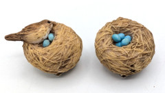MARJOLEIN BASTIN Hallmark Bird Nest Clip Pair, Blue Eggs Ornaments Vintage, NEW