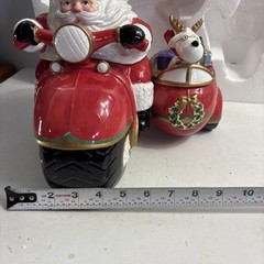 Vintage Fitz And Floyd Santa Motorcycle Cookie Jar In Styrofoam Great Condi