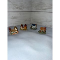 Vintage 1993 J.C. Miniature Village Houses Set of 4 Resin English Cottages