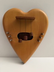 Vintage 1998 Artisan Signed Heart Shaped Wooden Door Harp L@@k!