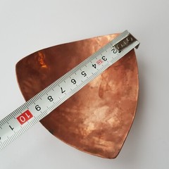 Copper art trinket coin dish tripod legs MCM retro modernist triangular vintage