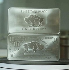 10x 10 Ounce Oz Titanium Buffalo Bar .999 Fine Ti Element