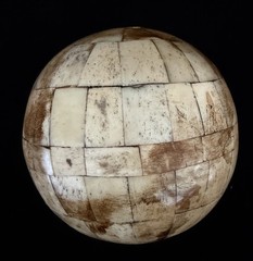 Vintage Bovine Bone Inlaid Carpet Ball Large Size United Kingdom EUC!