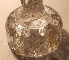 6.5″ BASHFUL LADY vtg cambridge glass female nude draped flower frog art nouveau