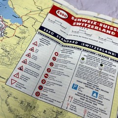 1960s Esso Schweiz Suisse Switzerland Fold Out Travel Map L3-3