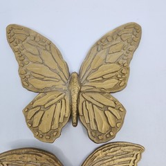 Pair Homco Butterflies T7040 & T7041 Plastic Gold Painted Made In USA 1971