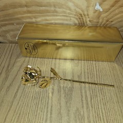 1990s Genuine 24K Gold Dipped Rose by “Roses of Gold” 10.5 Inch