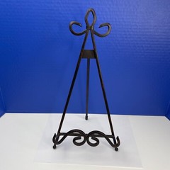 Metal Display Easel Stand Art Plates Books Black Three Legs Scroll 14″ Tall