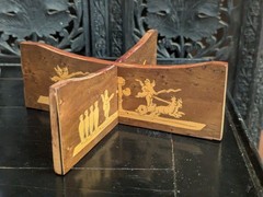 Vtg Marquetry Inlay Wooden Stand Greco Roman Mythology Art Display Base Cherub