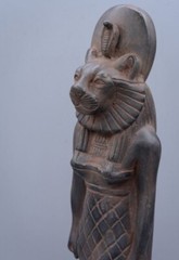UNIQUE ANCIENT EGYPTIAN STATUE Goddess Sekhmet Heavy Stone with Magic carving