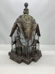 Cathedral Lantern Beveled Glass Rustic Metal Tea Light, Gothic Or Fairy House