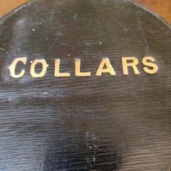 Antique early 20th century Edwardian leather bound round gentleman’s collar box