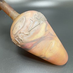 Egyptian Hand Blown Art Glass Vase Bottle Thin Lightweight Scavo Textured Glass
