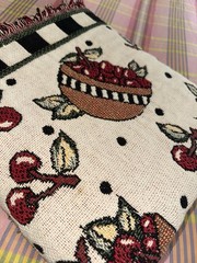 Mary Engelbreit Bowl Of Cherries Checked 1990’s Throw Blanket 66″ x 42″ Cotton