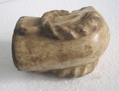 ANTIQUE MARBLE RAM GOAT STATUE BUST HAND CARVED