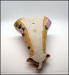 Antique Noritake Wall Pocket Moriage Rose Heavy Gold Gilt Raised Beading 1911