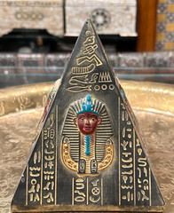 Ancient Egyptian Antiques Statue of Egyptian Pyramid & Pharaonic Hieroglyphs BC