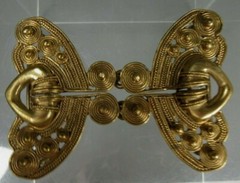 Pre Columbian STYLE Tairona Tumbaga Noserings Converted Belt Buckle ca. 20th c.