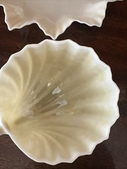 Belleek Irish Porcelain 12 Point Trinket Dish 3rd Black Mark & Seashell Cup