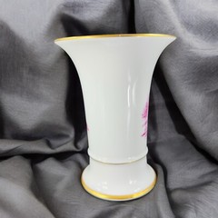 1975 Hochst German Vase Magenta House Church with Gold Trim Germany Porcelain