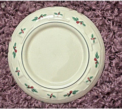 Longaberger Traditional Holly Pottery Pillar Candle Holder Made in USA
