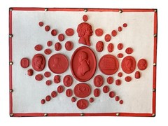 #1013 Grand Tour Revival Neoclassical Vintage Red Plaster Cast Waxed Intaglio Ar