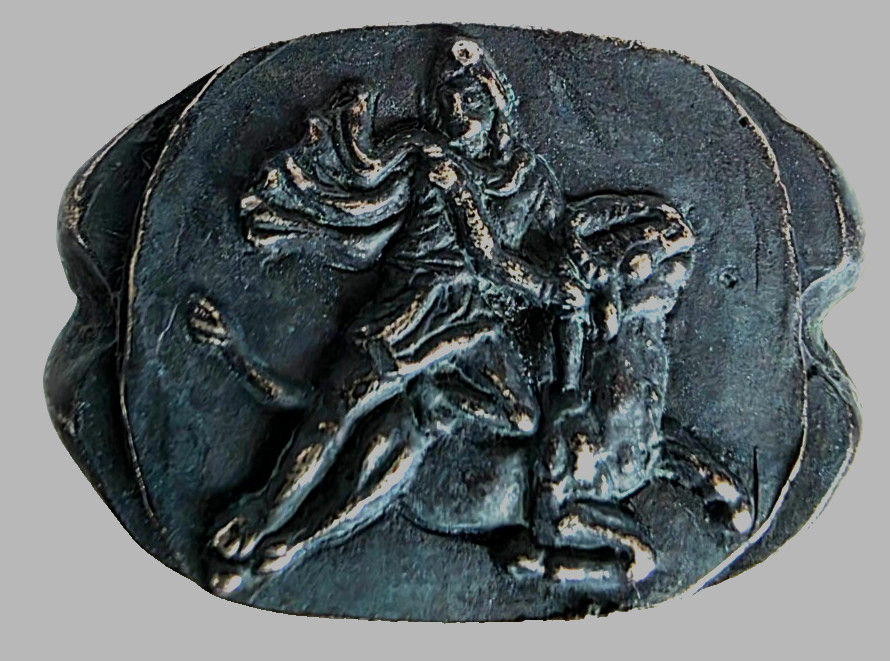 300 BC Ancient Roman Silver Ring Mithras mystery god of legions and victories