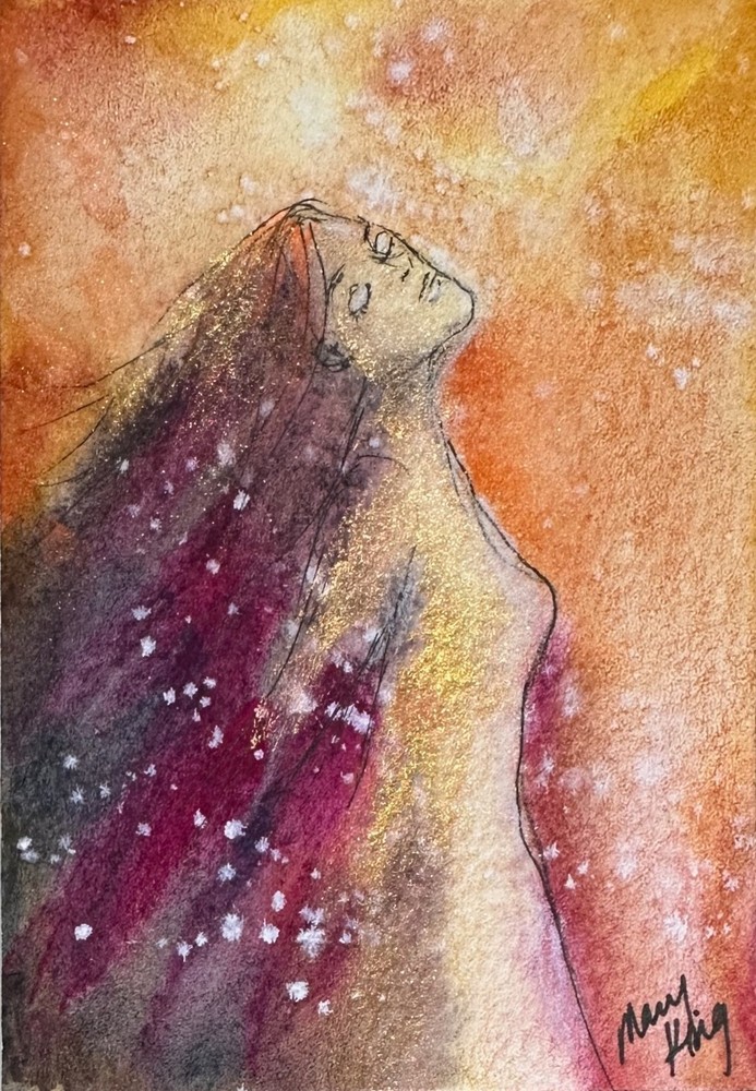 Original Watercolor ACEO Painting by Mary King – Woman