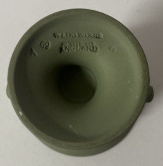 Jasper Ware Wedgewood Green 3.375 ” Mini Vase w/ Urn Handles Made in England