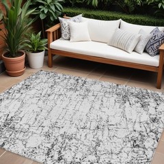 8′ X 10′ Black White And Gray Abstract Washable Rug