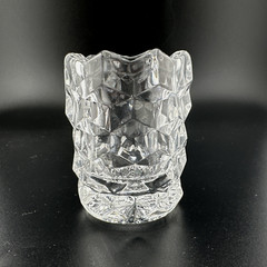 Fostoria American Cube Clear Glass Toothpick Holder Manganese Glow Vintage