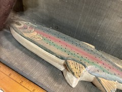 Wood Decorative Fishing Shelf Trout Rustic Lake Cabin Cottage Fathers Day 1980s