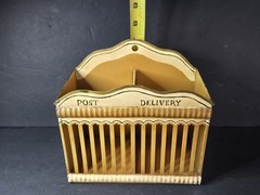Vintage Tole Painted Metal Letter Holder English Toleware Golfar and Hughes