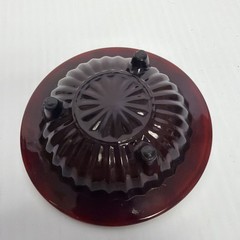 Vintage Red Footed Glass Ash Tray Trinket Dish Anchor Hocking 4″ MCM