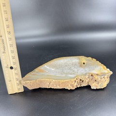 Vintage Carved Brazil Agate Stone Dish Ashtray Decor Wakefield Industries Vtg