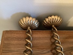 VTG Solid Brass Open Barley Twist Antique Pair Candlestick Holders 16” Tall