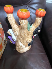 FITZ & FLOYD OMNIBUS HALLOWEEN PARTY CANDLELABRA WITCH WITH THREE CANDLEHOLDERS