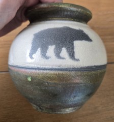 RAKU Pottery Three Bears Signed JEREMY DILLER Beautiful Colors Unique