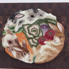 Vintage 1996 Fitz & Floyd – Bunnies in the Garden Patch Plate Ceramic Rabbit’s