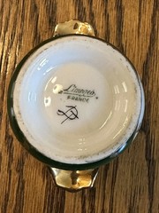 Vintage LIMOGES FRANCE Hand Painted Porcelain NAPOLEONIC Cachepot Green gold