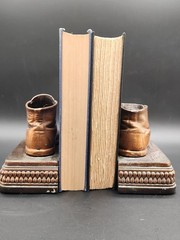 Copper Colored Bronze Baby Shoes on Bases Bookends -Perma Plated- Vintage