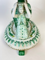 United Wilson Green porcelain double angels footed compote.