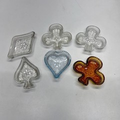 VTG Indiana Glass Lot Card Suit Trinket Dishes Clover Diamond Heart Etc