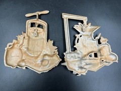 HOMCO 1978 Cast Metal Wall Plaques Apple Press & Corn Sheller