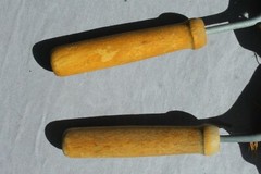 2 vintage heart shaped brushes with wooden handles for crafts or display COUNTRY