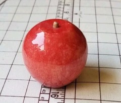 Vintage Alabaster Marble Apple Stone Fruit Italian ~ Wood Stem