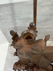 Vintage Cast Iron Rabbit Candlestick Wall Sconce Large 24″ Long Leaves