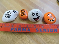 Hand Painted Rock Art Halloween Rocks Pumpkin, Ghost, Boo, & Spider Web